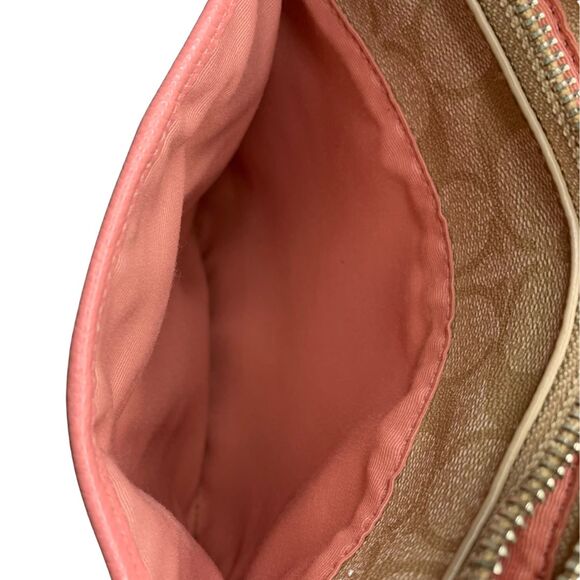 Coach Pink/Khaki Monogram Leather Crossbody Small - Picture 6 of 8